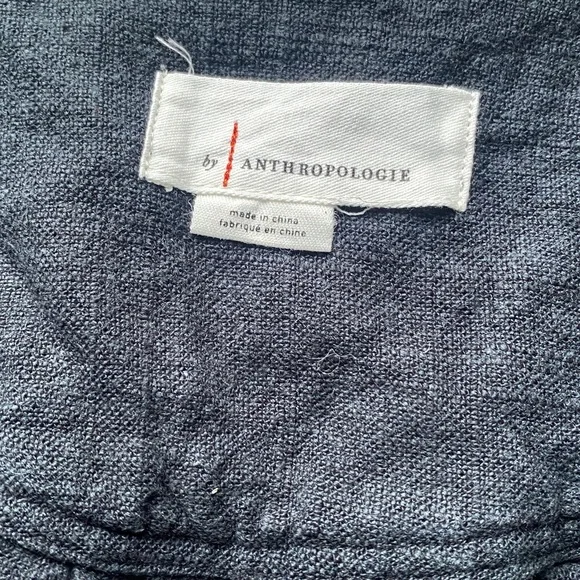 Anthropologie Grey Linen Blend Button Front Cropped Vest - Picture 4 of 6